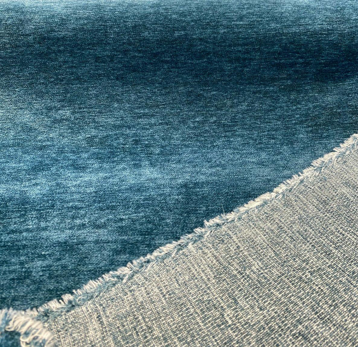 Lush Upholstery Soft Chenille Fabric - Turquoise Teal, 55" Width, Railroaded (1 Yard)