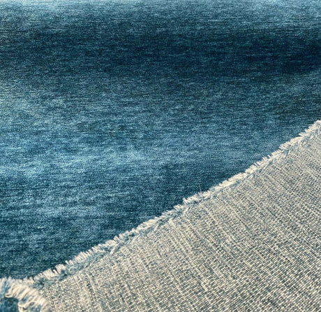 Lush Upholstery Soft Chenille Fabric - Turquoise Teal, 55" Width, Railroaded (1 Yard)