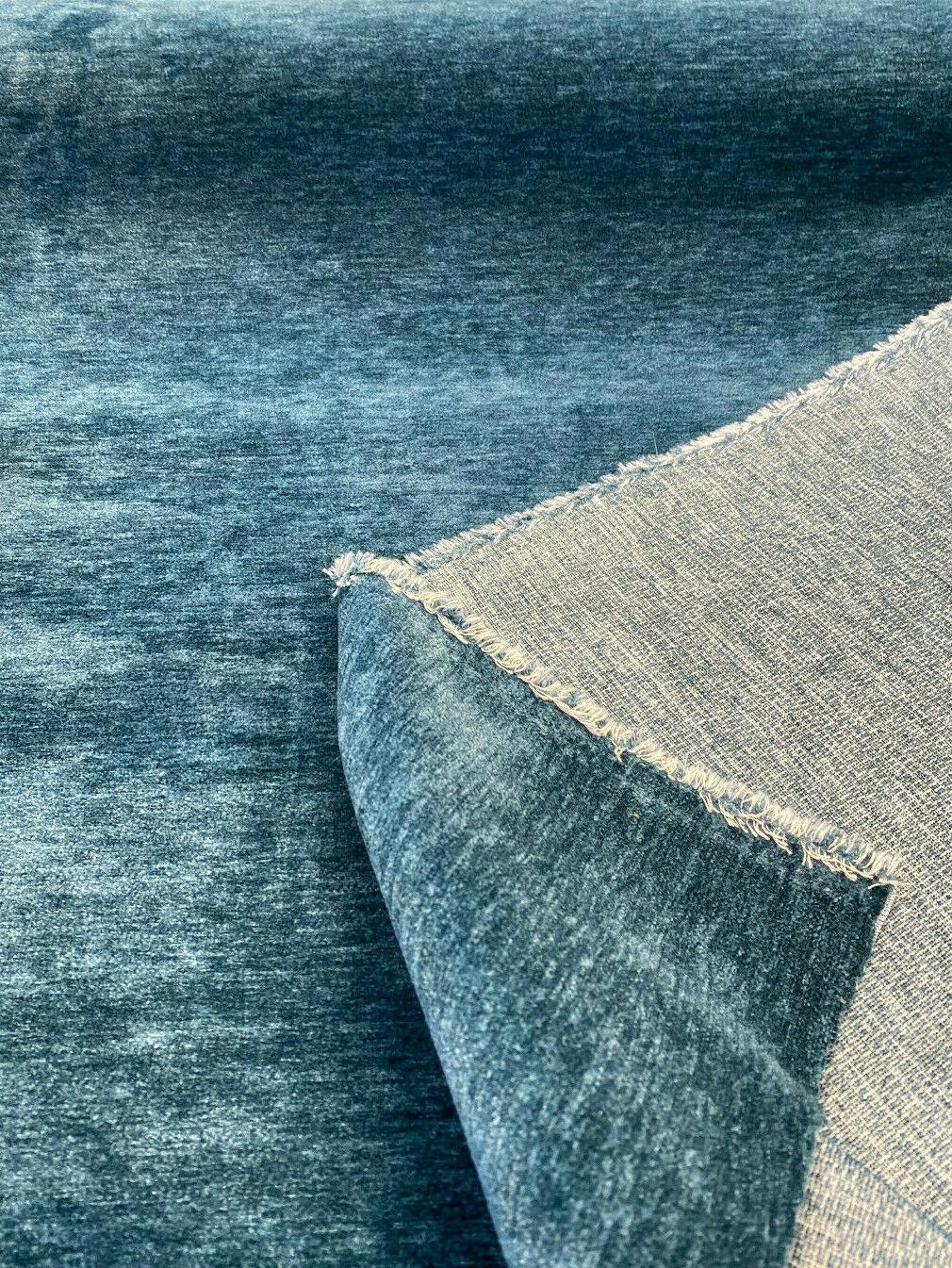 Lush Upholstery Soft Chenille Fabric - Turquoise Teal, 55" Width, Railroaded (1 Yard)