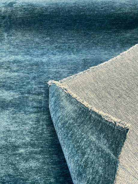 Lush Upholstery Soft Chenille Fabric - Turquoise Teal, 55" Width, Railroaded (1 Yard)