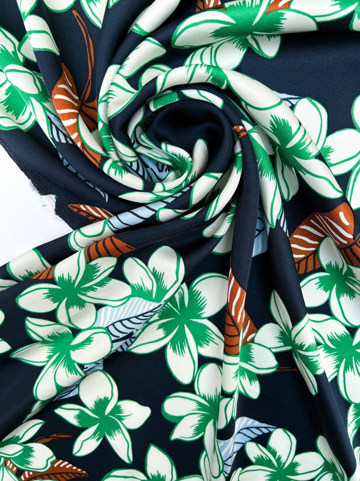 Viscose Sateen Printed Green-Blue Floral