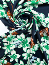 Viscose Sateen Printed Green-Blue Floral