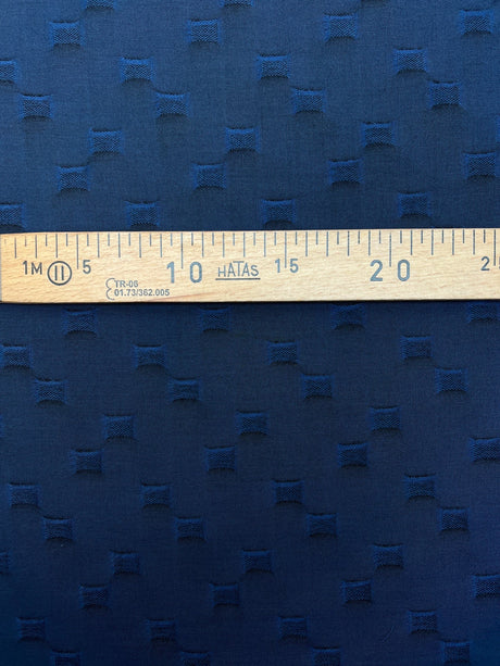 Wool Blue Black Printed Fabric
