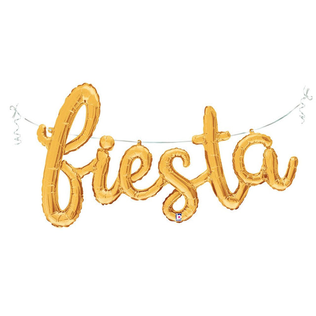 Fiesta Script Gold Foil Balloon