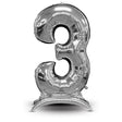 Foil Balloon Stand-Up Number 3 Silver