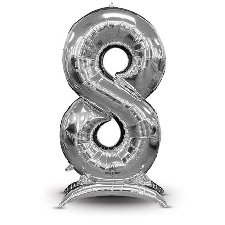 Foil Balloon Stand-Up Number 8 Silver