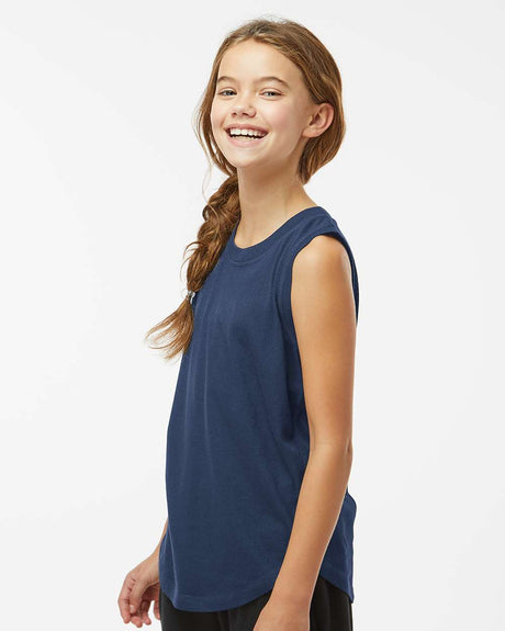 LAT® Girls' Relaxed Fine Jersey Crewneck Sleeve less Tank - 2692