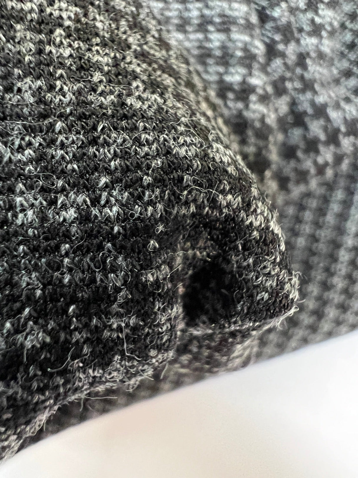 Cotton Blend Knitted Checked Gray Black Fabric
