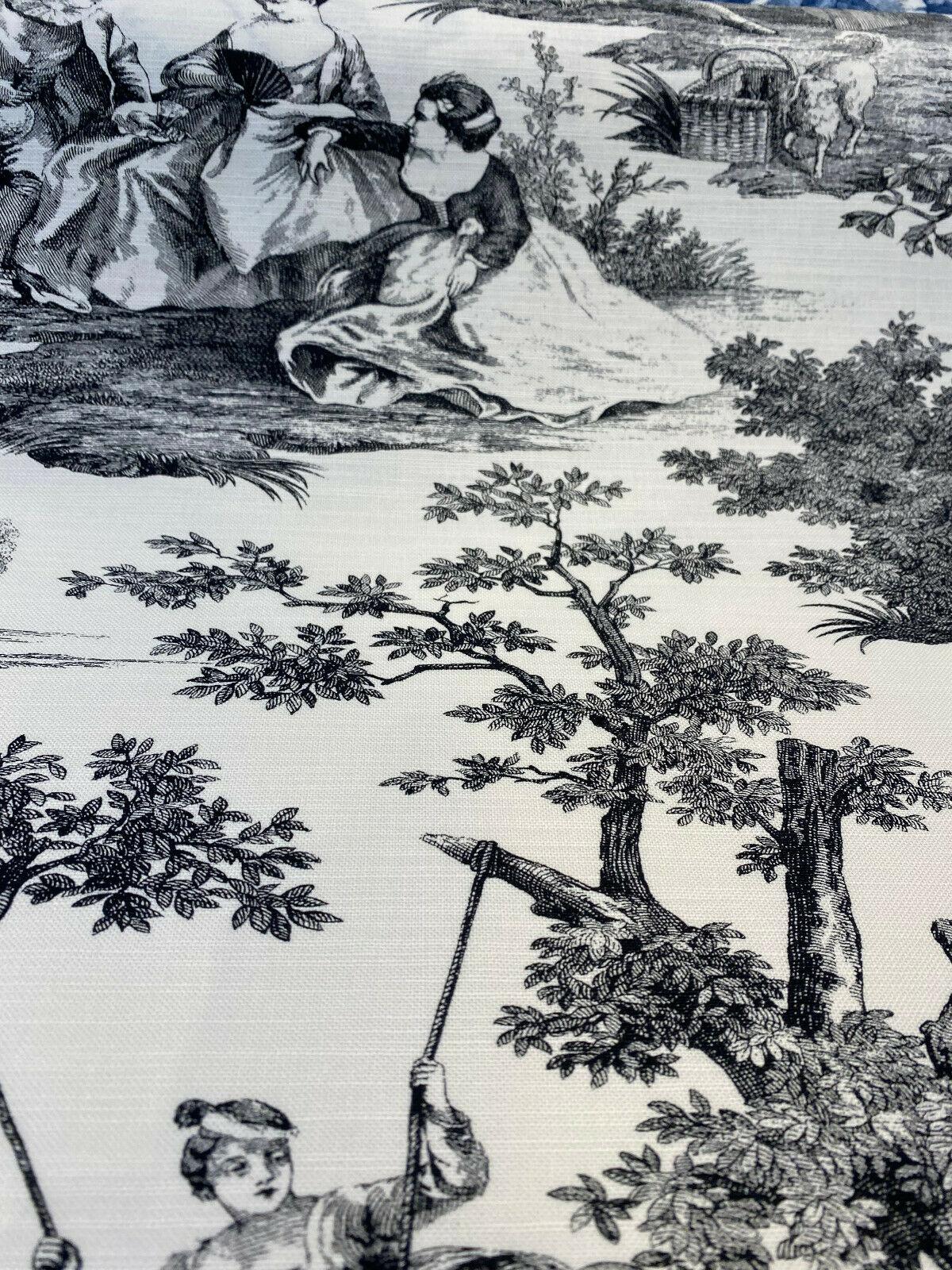 Waverly Toile Idyllic Days 100 Percent Cotton Fabric - Black Noir, White/Off White Toile, 54" Width (By The Yard)