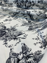 Waverly Toile Idyllic Days 100 Percent Cotton Fabric - Black Noir, White/Off White Toile, 54" Width (By The Yard)