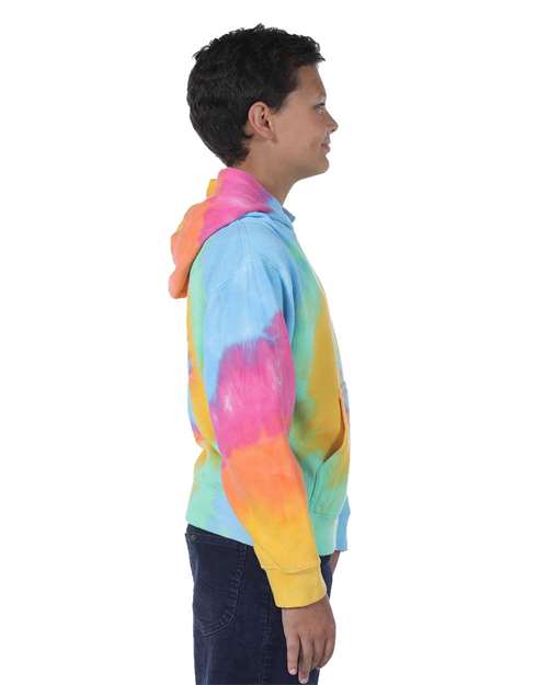 Youth Multi-Color Swirl Hooded Tie-Dyed Sweatshirt