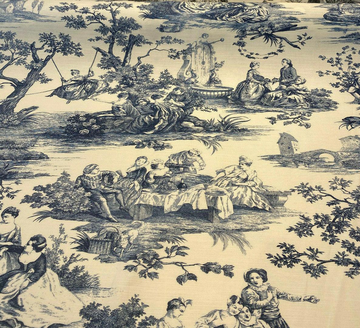 Idyllic Days Cotton Fabric - Blue Sapphire Toile, 54" Width (1 Yard)