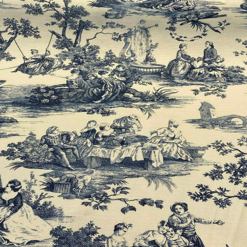 Idyllic Days Cotton Fabric - Blue Sapphire Toile, 54" Width (1 Yard)