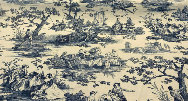 Idyllic Days Cotton Fabric - Blue Sapphire Toile, 54" Width (1 Yard)
