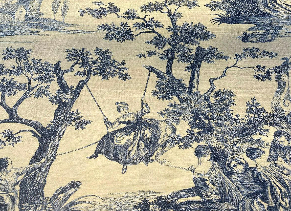 Idyllic Days Cotton Fabric - Blue Sapphire Toile, 54" Width (1 Yard)