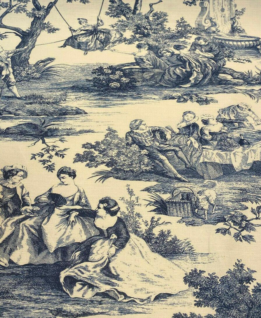 Idyllic Days Cotton Fabric - Blue Sapphire Toile, 54" Width (1 Yard)