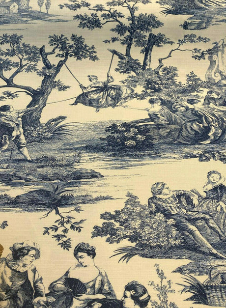 Idyllic Days Cotton Fabric - Blue Sapphire Toile, 54" Width (1 Yard)