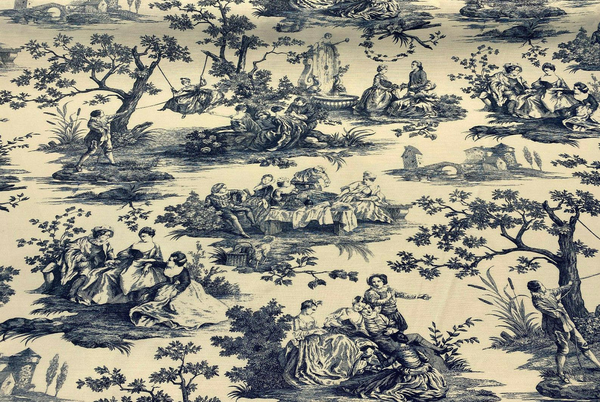 Idyllic Days Cotton Fabric - Blue Sapphire Toile, 54" Width (1 Yard)