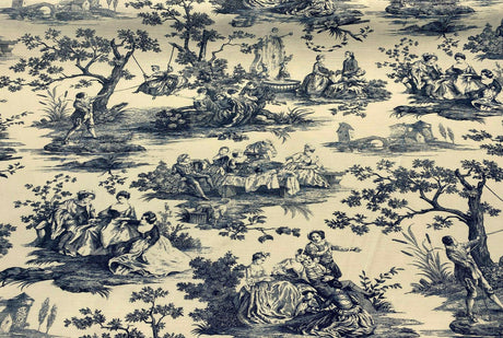 Idyllic Days Cotton Fabric - Blue Sapphire Toile, 54" Width (1 Yard)
