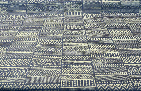 P Kaufmann Chenille Fabric - Blue Lapis Bamako Stripe, 54" Width (1 Yard)
