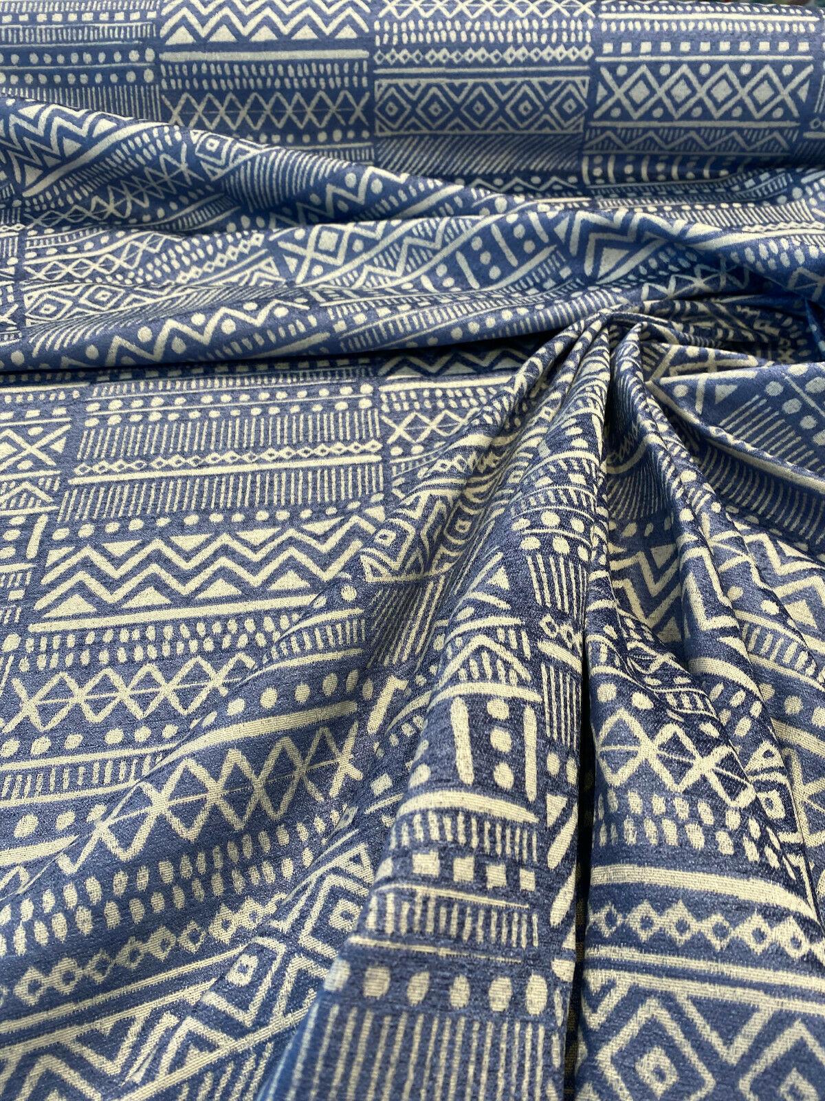 P Kaufmann Chenille Fabric - Blue Lapis Bamako Stripe, 54" Width (1 Yard)