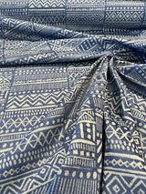 P Kaufmann Chenille Fabric - Blue Lapis Bamako Stripe, 54" Width (1 Yard)