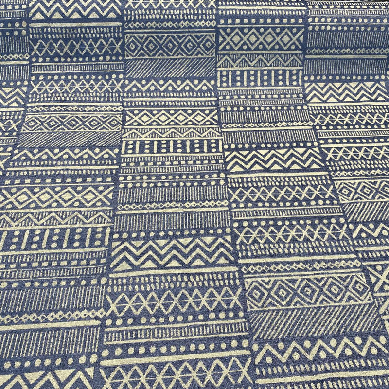 P Kaufmann Chenille Fabric - Blue Lapis Bamako Stripe, 54" Width (1 Yard)