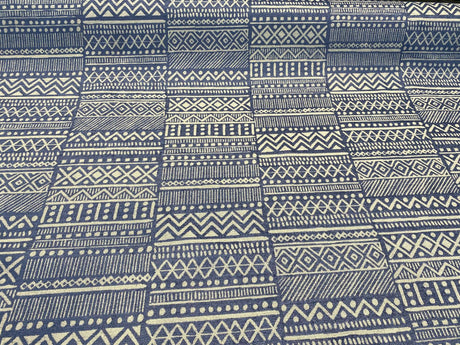 P Kaufmann Chenille Fabric - Blue Lapis Bamako Stripe, 54" Width (1 Yard)