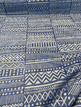 P Kaufmann Chenille Fabric - Blue Lapis Bamako Stripe, 54" Width (1 Yard)
