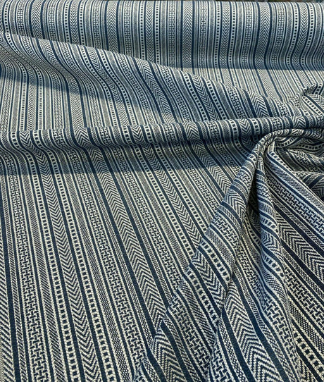 Nairobi Stitch Jacquard Upholstery Fabric - Blue Lapis Stripe, 54" Width (1 Yard)