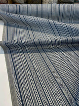 Nairobi Stitch Jacquard Upholstery Fabric - Blue Lapis Stripe, 54" Width (1 Yard)