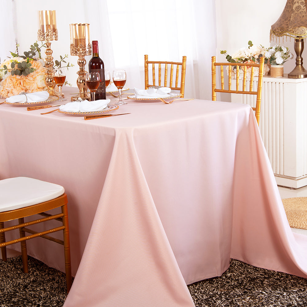 Rectangular Economy Polyester Tablecloth 90x132 Blush Pink/Rose Gold