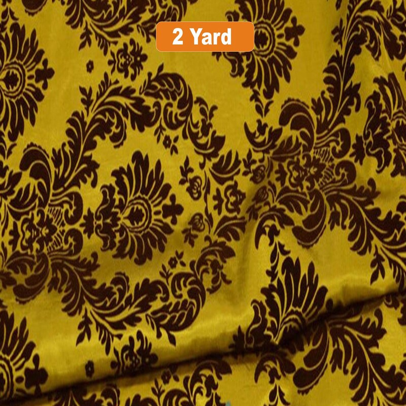 Damask Flocking Taffeta Fabric - 60" Wide for Curtains, Apparel, and Décor
