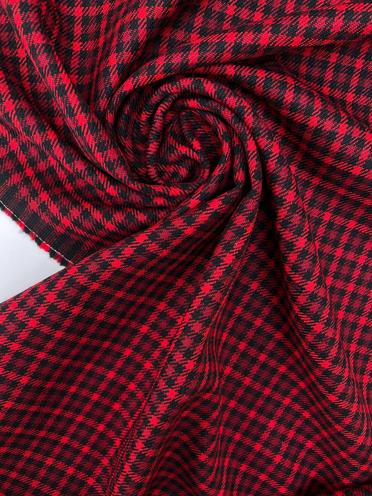 Wool Tweed Checked Red Black