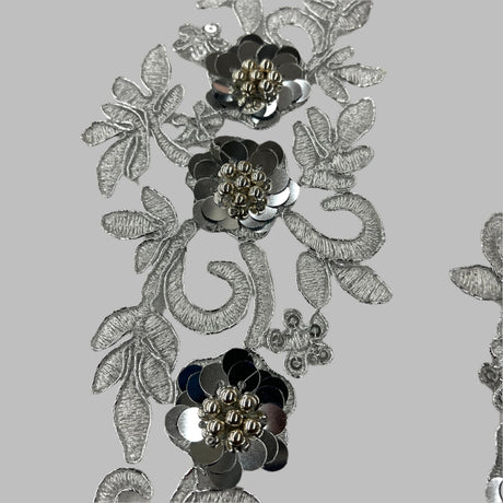 Beaded Corded Floral 3D Lace Applique