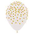 Latex Balloons Crystal Clear Gold Confetti Print
