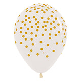 Latex Balloons Crystal Clear Gold Confetti Print
