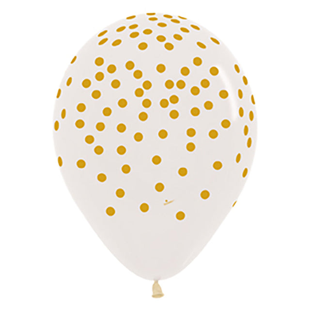 Latex Balloons Crystal Clear Gold Confetti Print