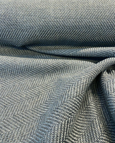 Native Herringbone Chenille Upholstery Fabric - Flannel Gray And Charcoal Herringbone, 56" Width, 2.4" Vertical Repeat (1 Yard)