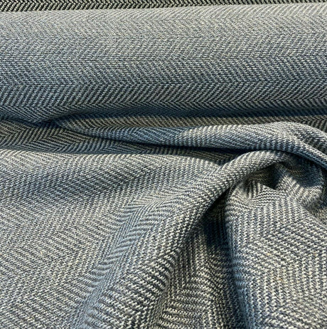 Native Herringbone Chenille Upholstery Fabric - Flannel Gray And Charcoal Herringbone, 56" Width, 2.4" Vertical Repeat (1 Yard)