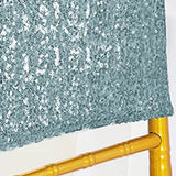 1 Piece Dusty Blue Sequin Spandex Chair Cap 13.5 inch by 10 inch Banquet Cover