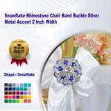1 Piece Snowflake Rhinestone Chair Band Buckle Silver Metal Accent 2 Inch Width