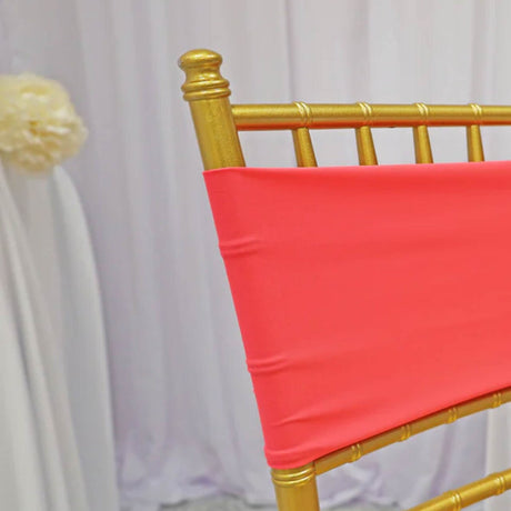 10 Pieces Coral Stretch Spandex Chair Bands for Banquet Chairs 7 x 13 Inches