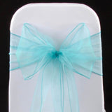 10 Pieces Satin Chair Bands, 8"x108" Elegant Event Wraps Tiff Blue/Aqua Blue