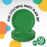 50 Count Emerald Green Paper Plates 9 Inch Durable Disposable Dinnerware for Parties & Events