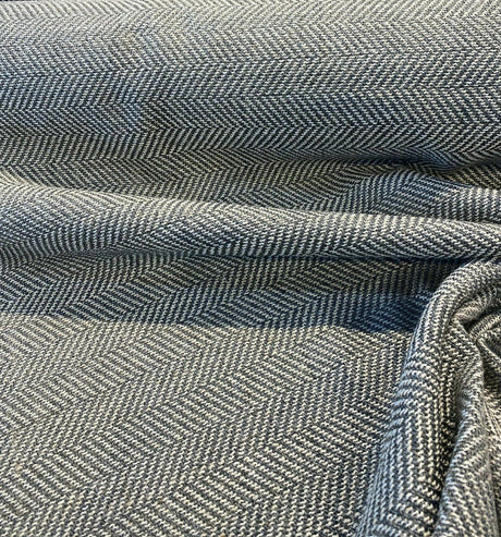 Native Herringbone Chenille Upholstery Fabric - Gray Slate Beige Herringbone, 56" Width (1 Yard)