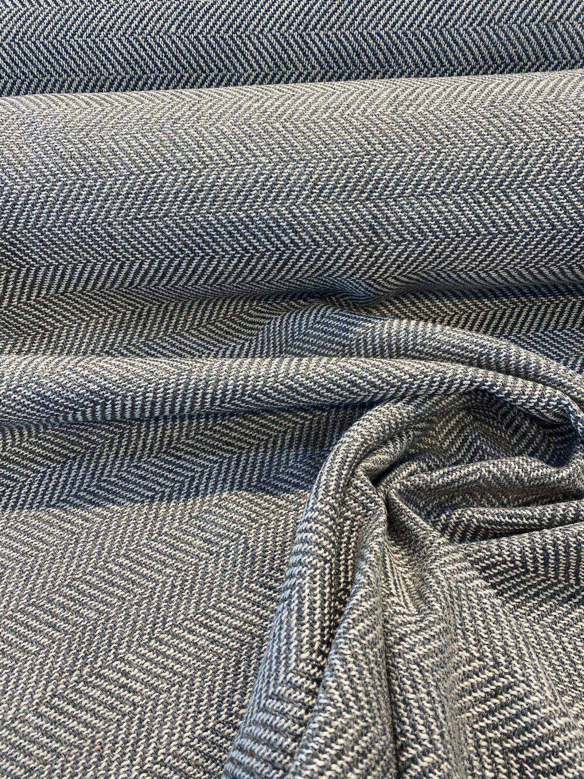 Native Herringbone Chenille Upholstery Fabric - Gray Slate Beige Herringbone, 56" Width (1 Yard)
