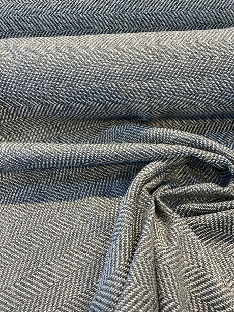 Native Herringbone Chenille Upholstery Fabric - Gray Slate Beige Herringbone, 56" Width (1 Yard)