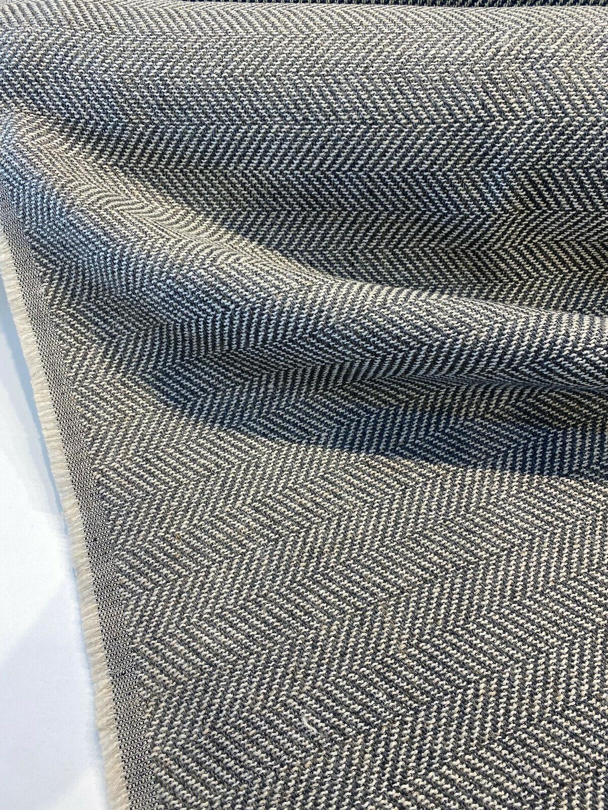 Native Herringbone Chenille Upholstery Fabric - Gray Slate Beige Herringbone, 56" Width (1 Yard)