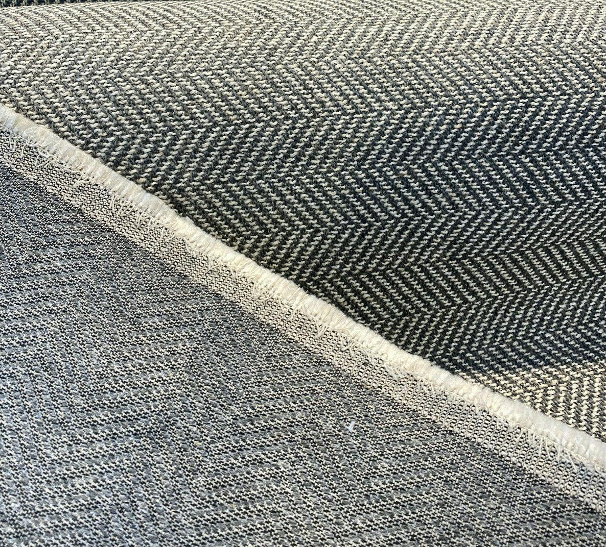 Native Herringbone Chenille Upholstery Fabric - Gray Slate Beige Herringbone, 56" Width (1 Yard)